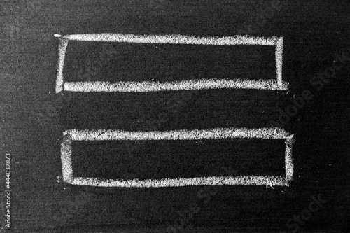 White color chalk hand drawing as square or rectangle shape on blackboard or chalkboard background with copy space