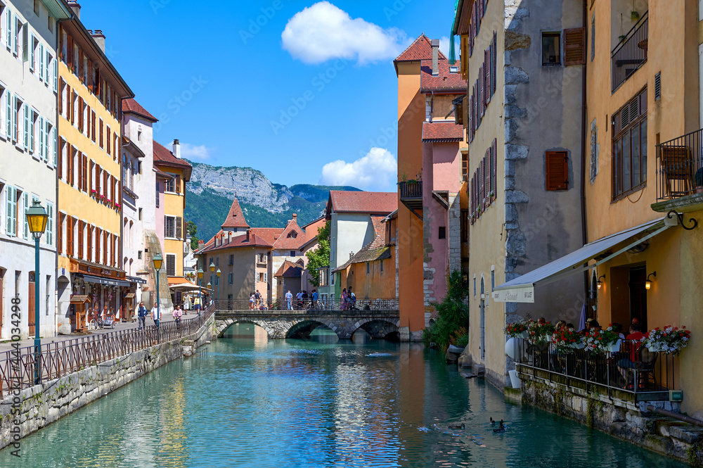 View along Annecy canals. France