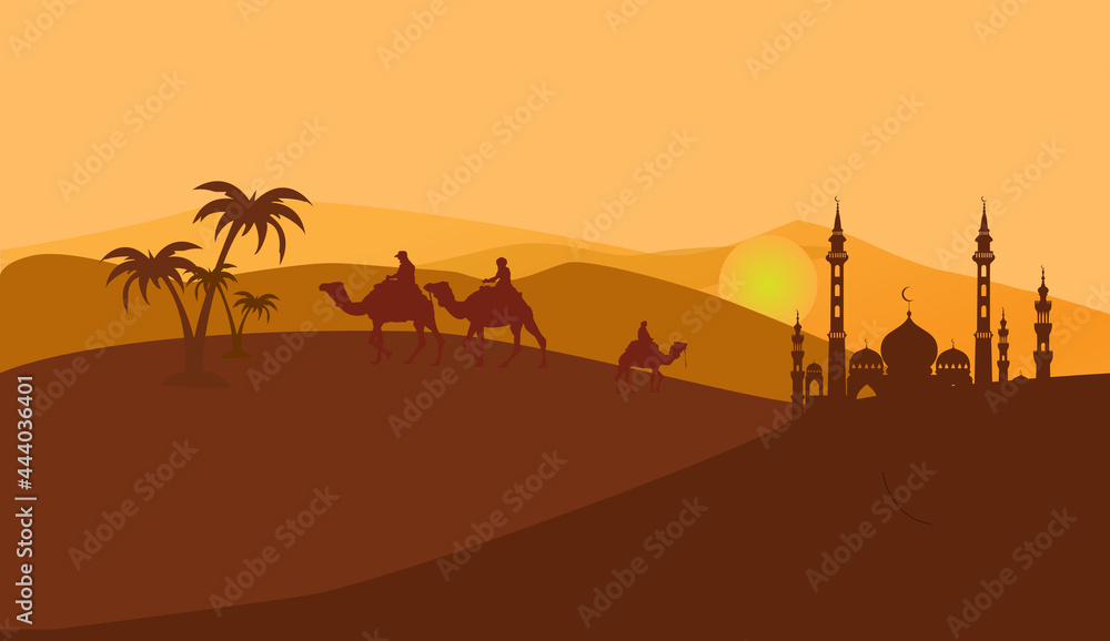 Desert background vector illustration. Eps 10. - obrazy, fototapety, plakaty 