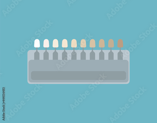 Professional dental color palette. Veneers shade guide, teeth whitening, orthodontist. Can be used for topics like medicine, oral care,  teeth enamel restoration
