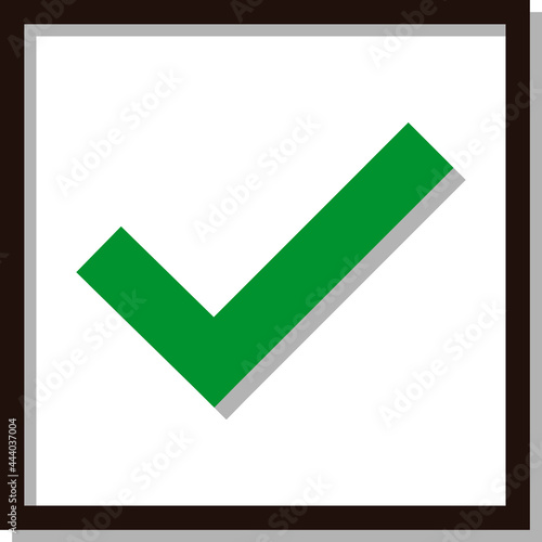 緑の四角い影付きチェックマークのベクターアイコン
