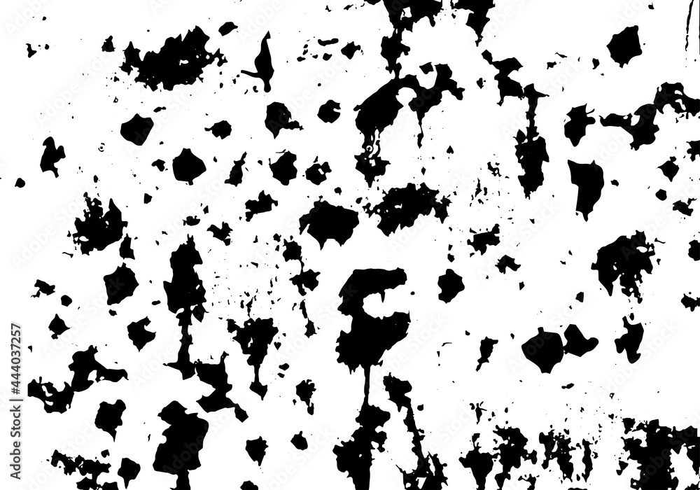 Vector black and white grunge background. Abstraction, splashes, dirt, rust, texture for your design.