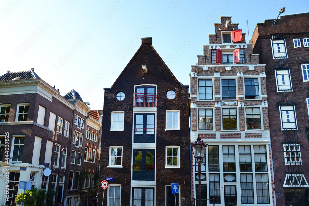 Facades of traditional houses in Amsterdam, The Netherlands