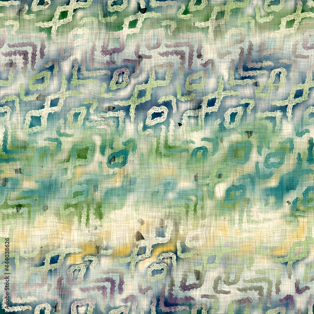 Obraz premium Seamless batik surface pattern swatch for print in cool pastel colors. High quality illustration. Tribal or hippie style design that resembles the traditional eastern batik fabric painting technique.
