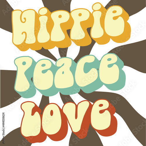 hippie piece love groovy retro vintage lettering vector elements