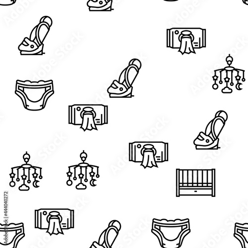 Baby Shop Selling Tool Vector Seamless Pattern Thin Line Illustration