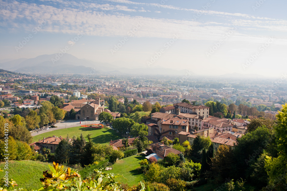 Panoramic view over Bergamo in Italy, traveling and tourism in Italy