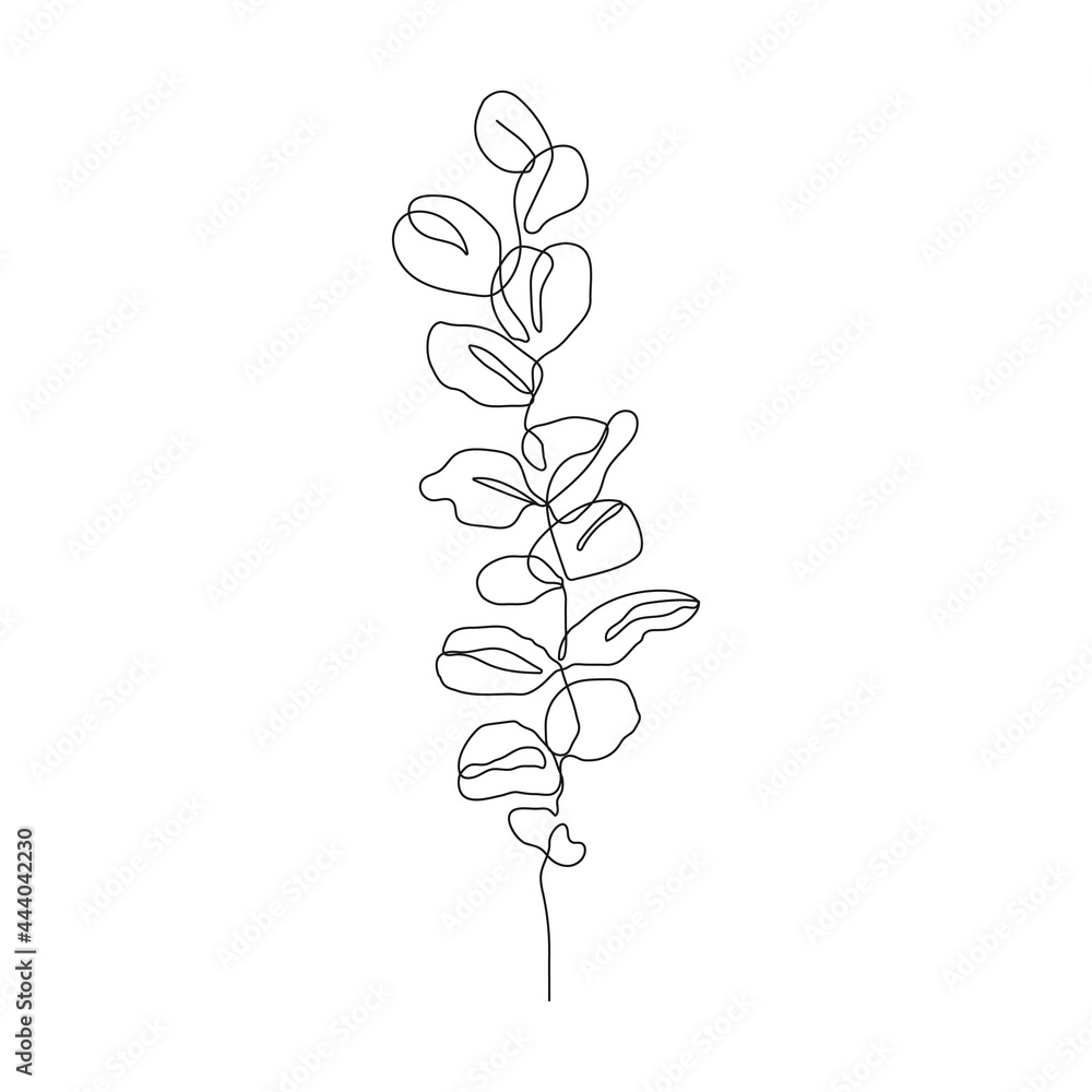 Leaves Line Art Drawing. Floral Minimalist Contour Drawing. One Line llustration. Plant Black Sketch Isolated on White Background. Vector EPS 10 Leaves Line Art Drawing. Floral Minimalist Contour Drawing. One Line llustration. Plant Black Sketch Isolated on White Background. Vector EPS 10