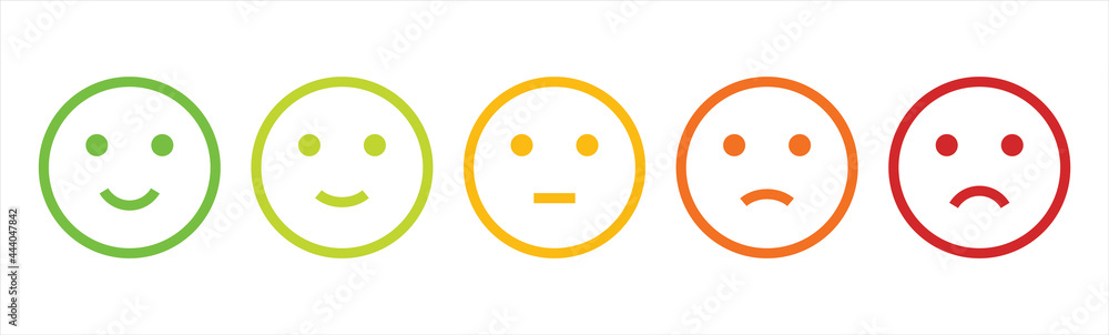 Fototapeta premium Mood feedback smile in flat style. Expression emotion. Vector illustration.