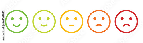 Mood feedback smile in flat style. Expression emotion. Vector illustration.