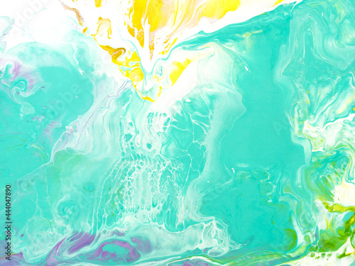 Fototapeta Naklejka Na Ścianę i Meble -  Green turquoise abstract creative  hand painted background, fluid art, marble texture, abstract ocean, acrylic painting on canvas