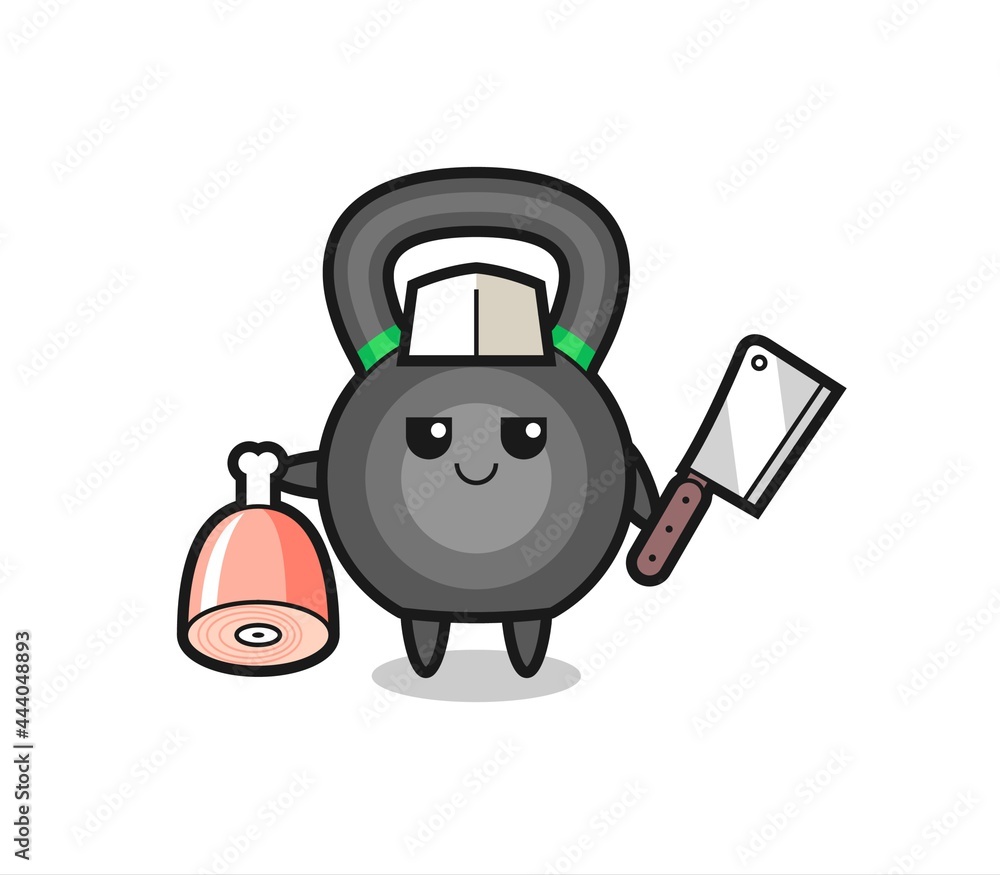 Illustration of kettlebell character as a butcher Illustration of kettlebell character as a butcher