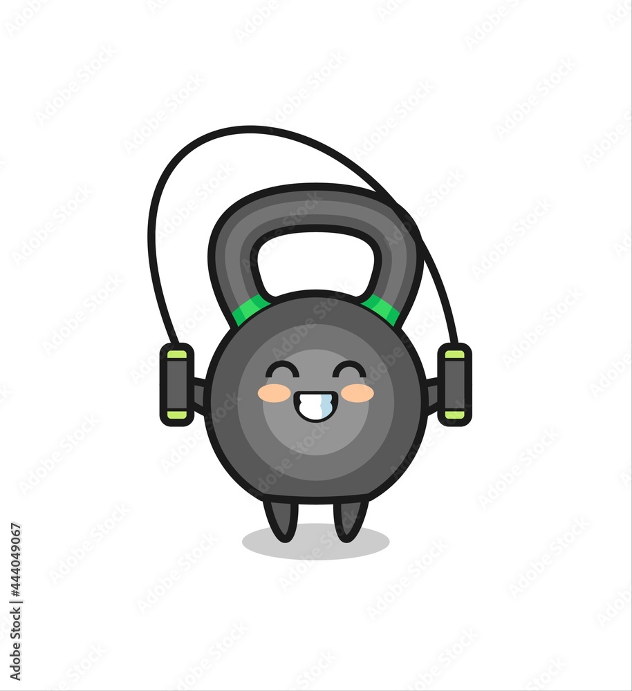 kettlebell character cartoon with skipping rope kettlebell character cartoon with skipping rope