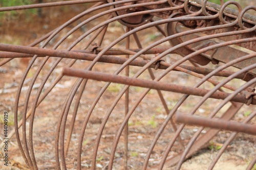 Old Horse Drawn Hay Rake, Antique Abandoned in the Desert, Rusty