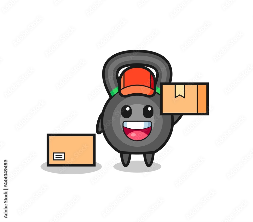 Mascot Illustration of kettlebell as a courier Mascot Illustration of kettlebell as a courier