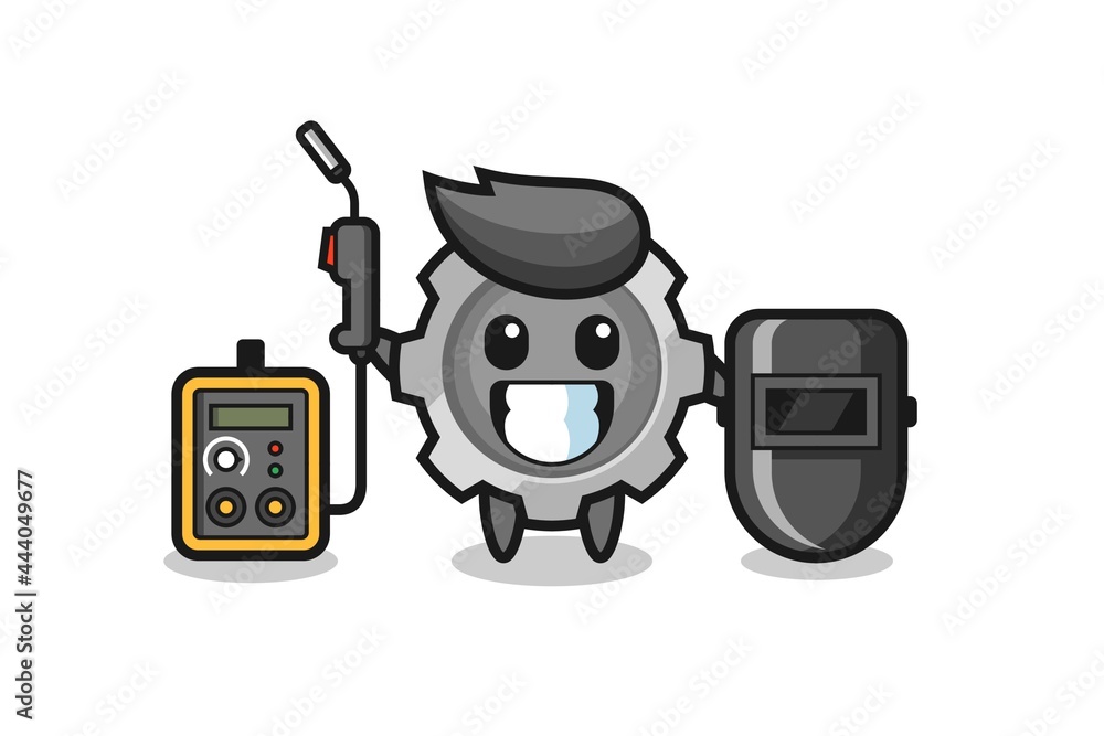 Character mascot of gear as a welder Character mascot of gear as a welder