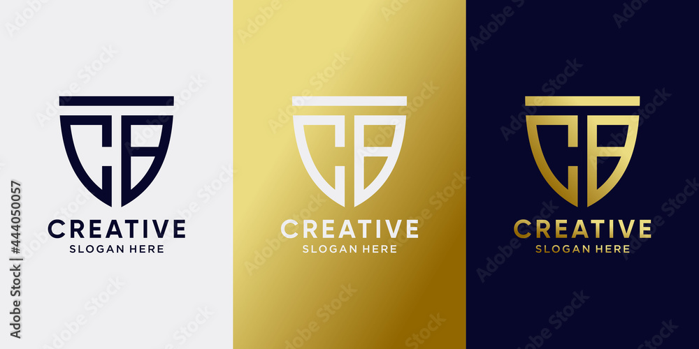 Symbol of shield logo design initial letter CB with line art and modern ...