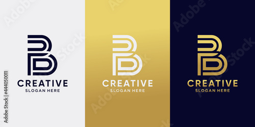 Monogram logo design initial letter B with line art style and creative concept. Logo design template for business company and personal