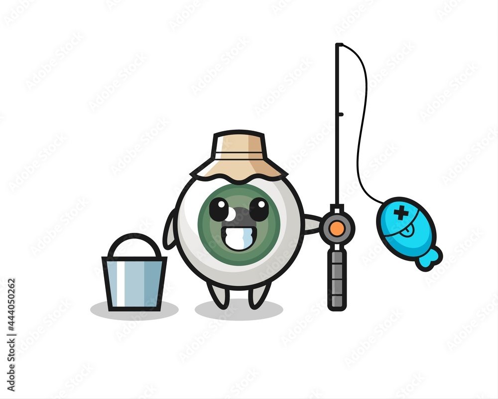Mascot character of eyeball as a fisherman Mascot character of eyeball as a fisherman
