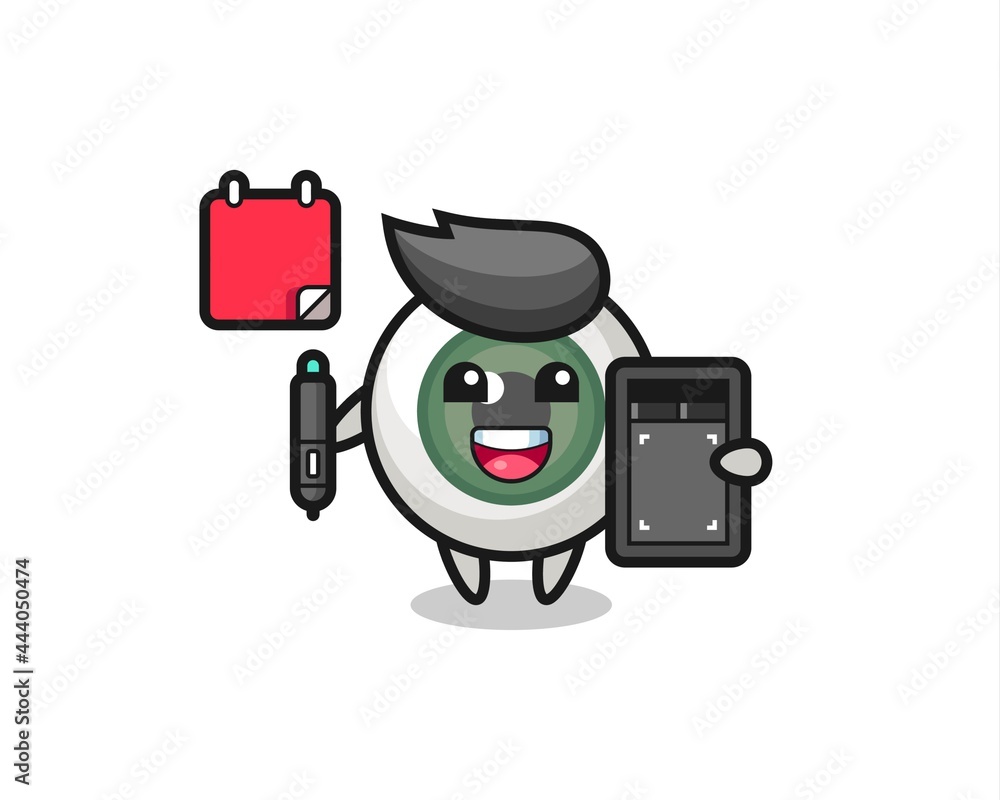 Illustration of eyeball mascot as a graphic designer Illustration of eyeball mascot as a graphic designer