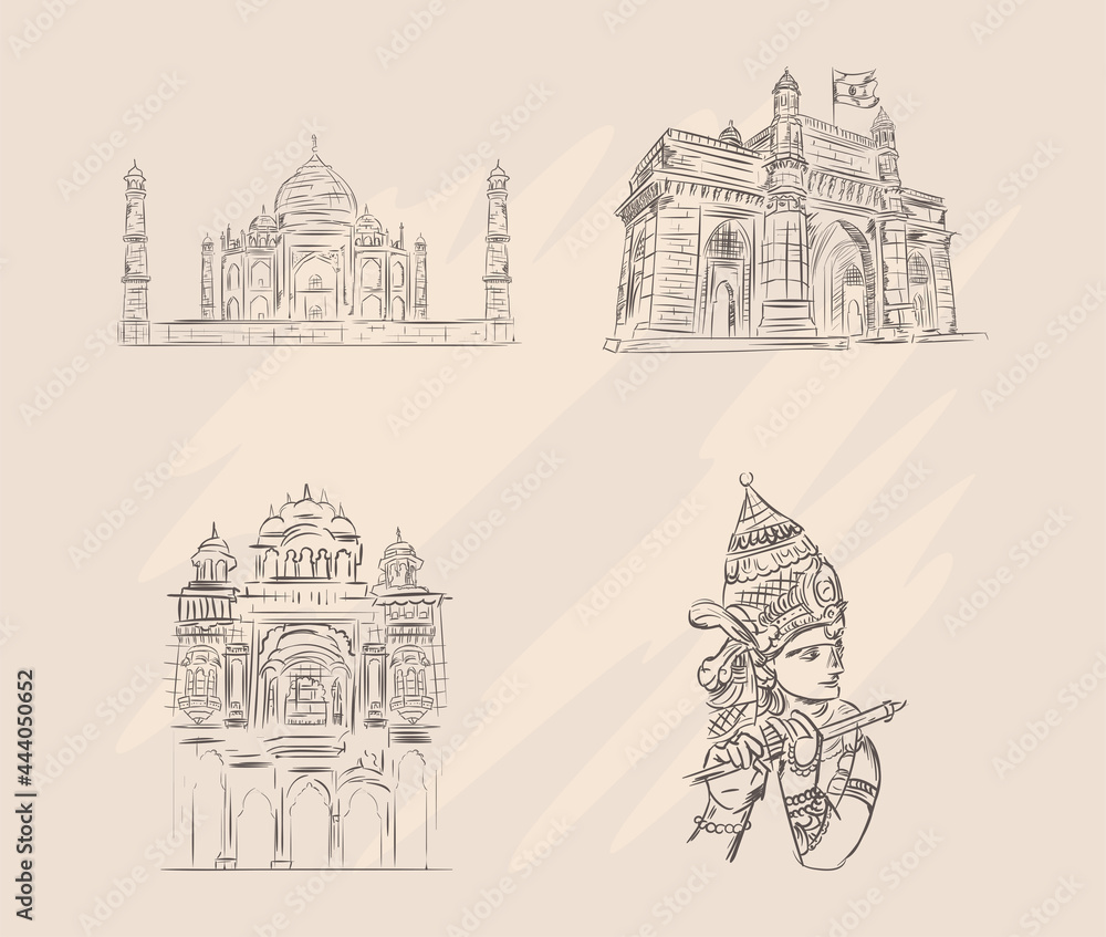 set of india landmarks