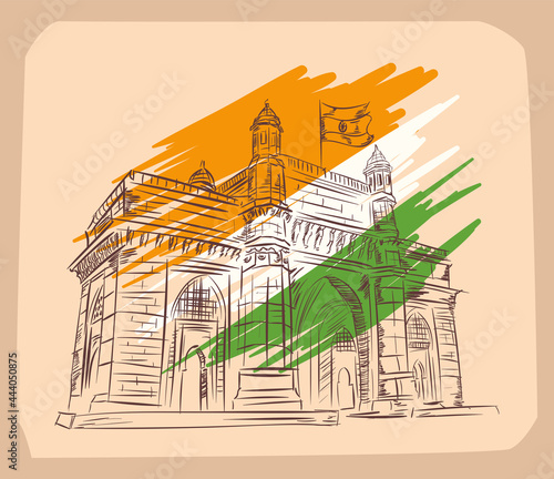 gateway of india and flag