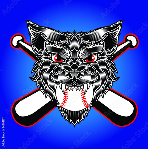 Wolf Baseball Mascot logo