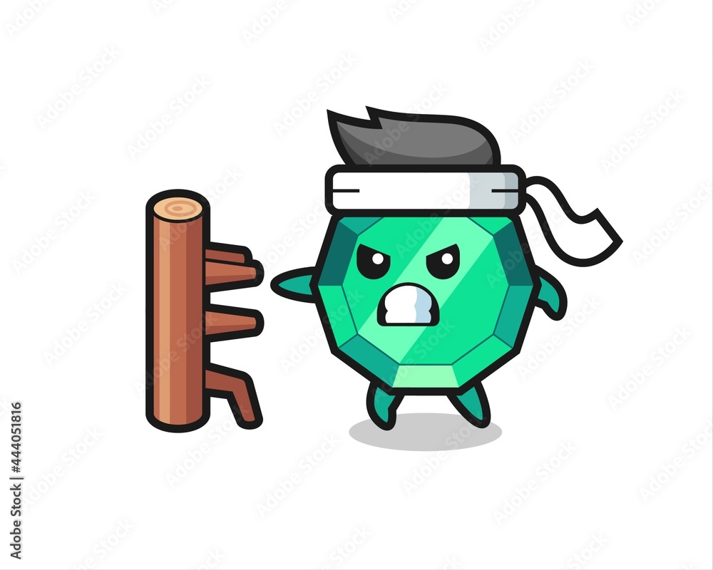 emerald gemstone cartoon illustration as a karate fighter emerald gemstone cartoon illustration as a karate fighter