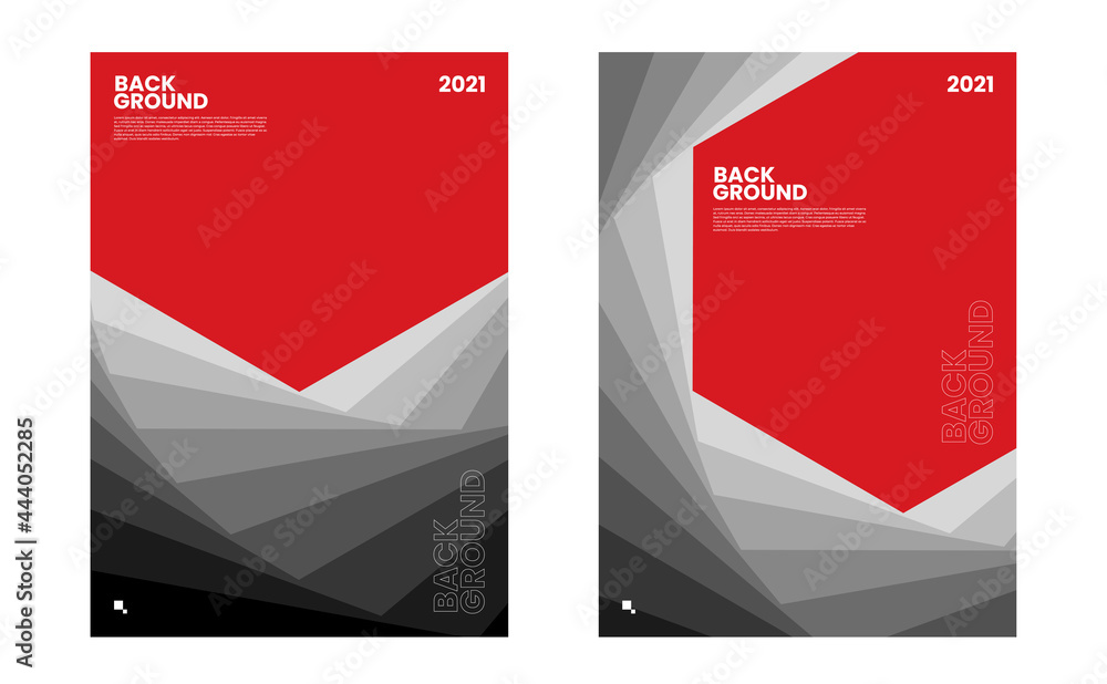 shapes grey gradient with red background. geometric abstract vector