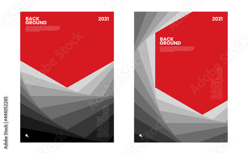 shapes grey gradient with red background. geometric abstract vector