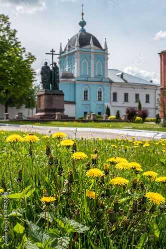 Womens Monastery and monument on Cathedral Square Kolomna