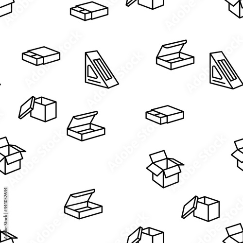 Box Carton Container Vector Seamless Pattern Thin Line Illustration