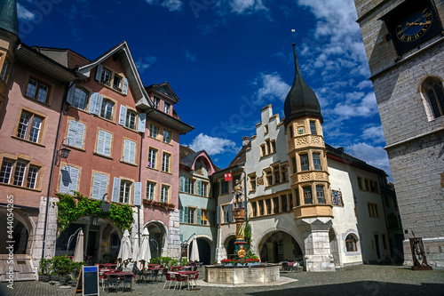View to the old square. Central part of the city Biel-Bienne, Switzerland
