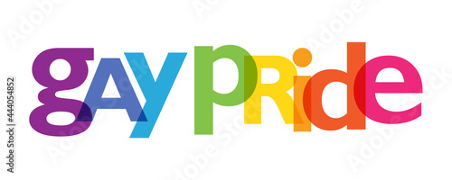 GAY PRIDE vector rainbow gradient typography on white background