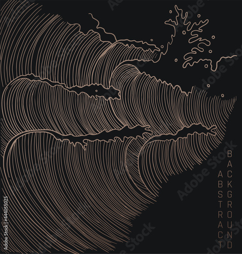 abstract background with waves on black and gold colours