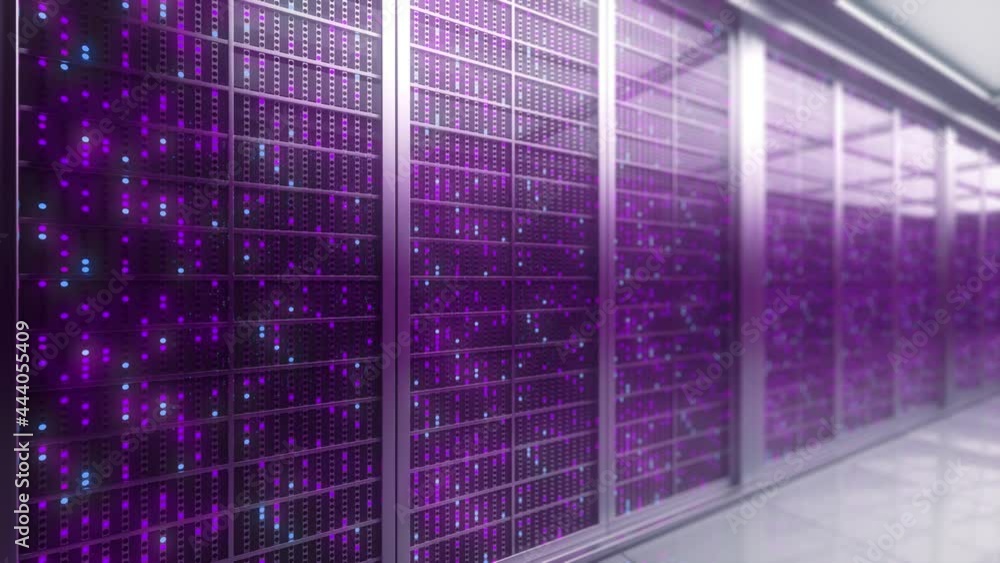 Server Rack Cyber Server racks in server interior room data center. Server room center ...