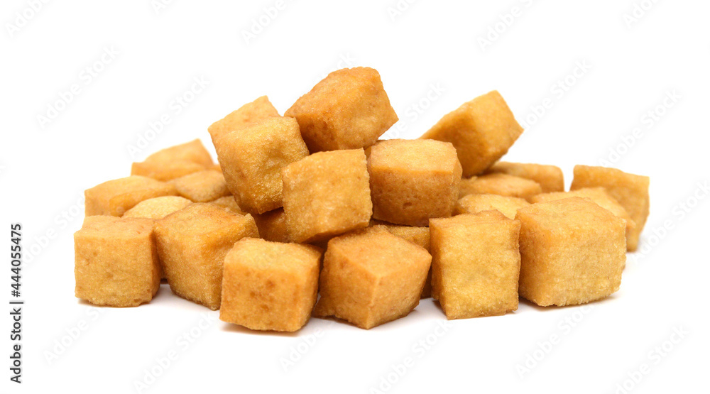 Fried tofu on a white background Fried tofu on a white background