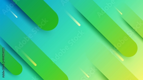 The geometric abstract shape on green and blue gradient overlay background. Vector