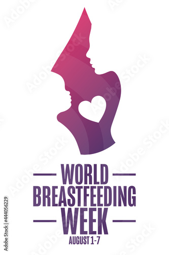 World Breastfeeding Week. August 1-7. Holiday concept. Template for background, banner, card, poster with text inscription. Vector EPS10 illustration.