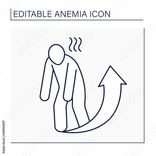 Anemia line icon. Disease symptoms.Extreme fatigue. Weakness. Little strength or energy. Health protection concept. Isolated vector illustration. Editable stroke