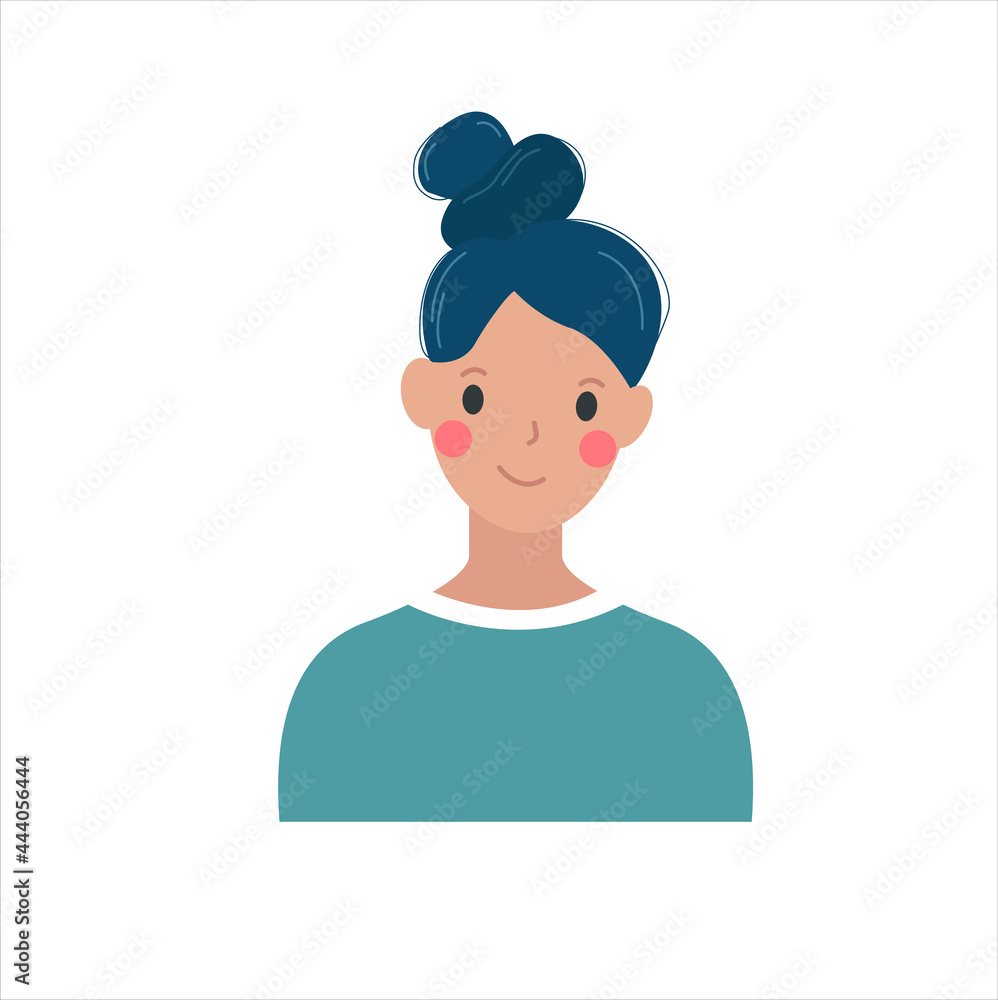 Girl vector illustration. Avatar for social network. Joyful smiling girl illustration. Girl illustration isolated on white background. Girl vector illustration. Avatar for social network. Joyful smiling girl illustration. Girl illustration isolated on white background.
