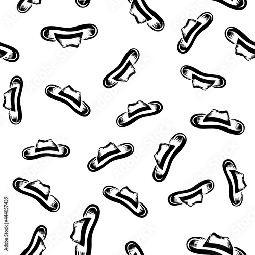 American Hat Icon Isolated on White Background. Seamless Pattern