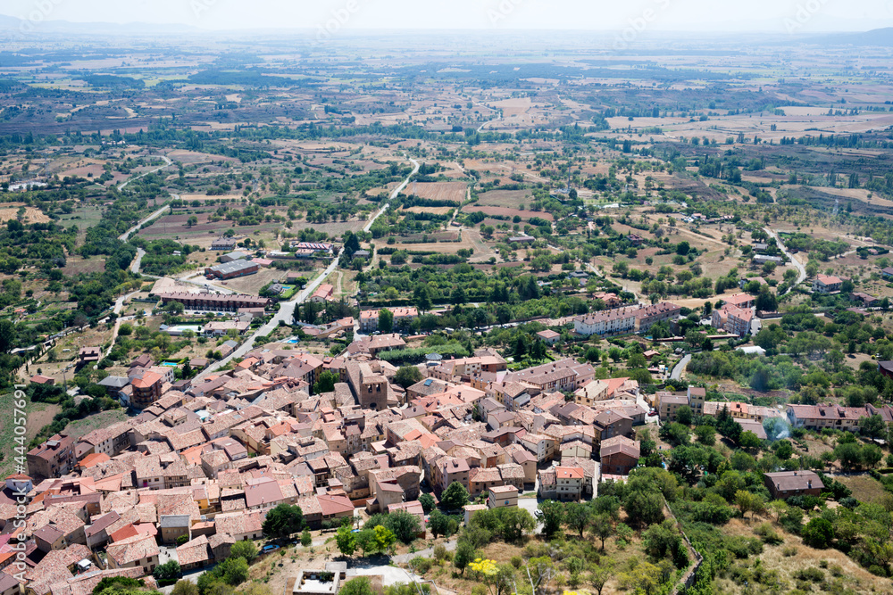 Aerial view of Poza de la Sal, Merindades, Burgos, birthplace of Felix Rodriguez de la Fuente. Spain, Europe