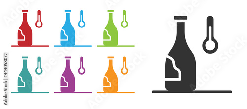 Black Wine temperature icon isolated on white background. Set icons colorful. Vector