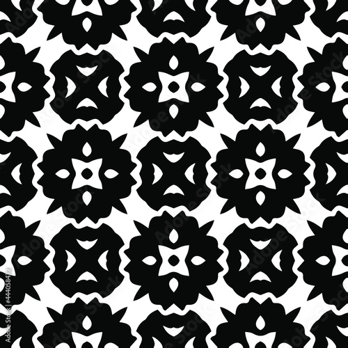  floral seamless pattern background.Geometric ornament for wallpapers and backgrounds. Black and white pattern.