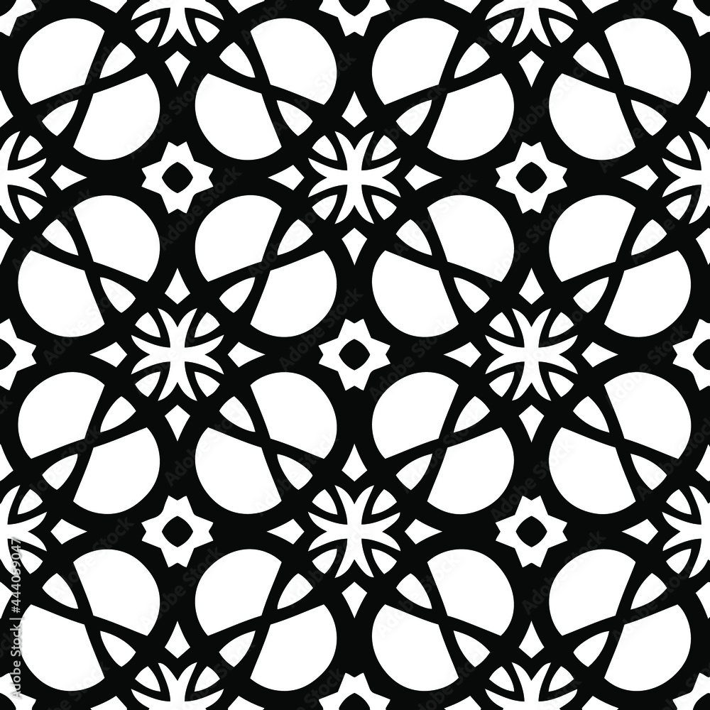 Naklejka premium floral seamless pattern background.Geometric ornament for wallpapers and backgrounds. Black and white pattern.