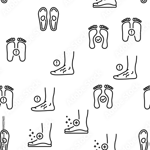 Flat Feet Disease Vector Seamless Pattern Thin Line Illustration