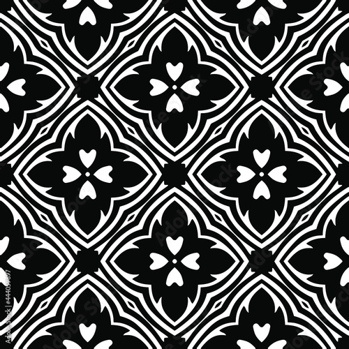 floral seamless pattern background.Geometric ornament for wallpapers and backgrounds. Black and whitepattern.