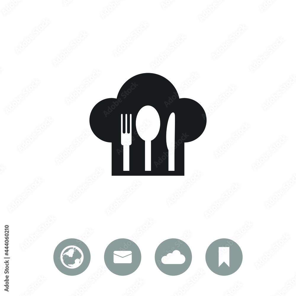 Chef hat with fork, spoon and knife inside. Chef hat with fork, spoon and knife inside.