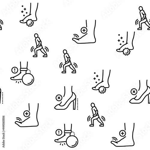 Flat Feet Disease Vector Seamless Pattern Thin Line Illustration